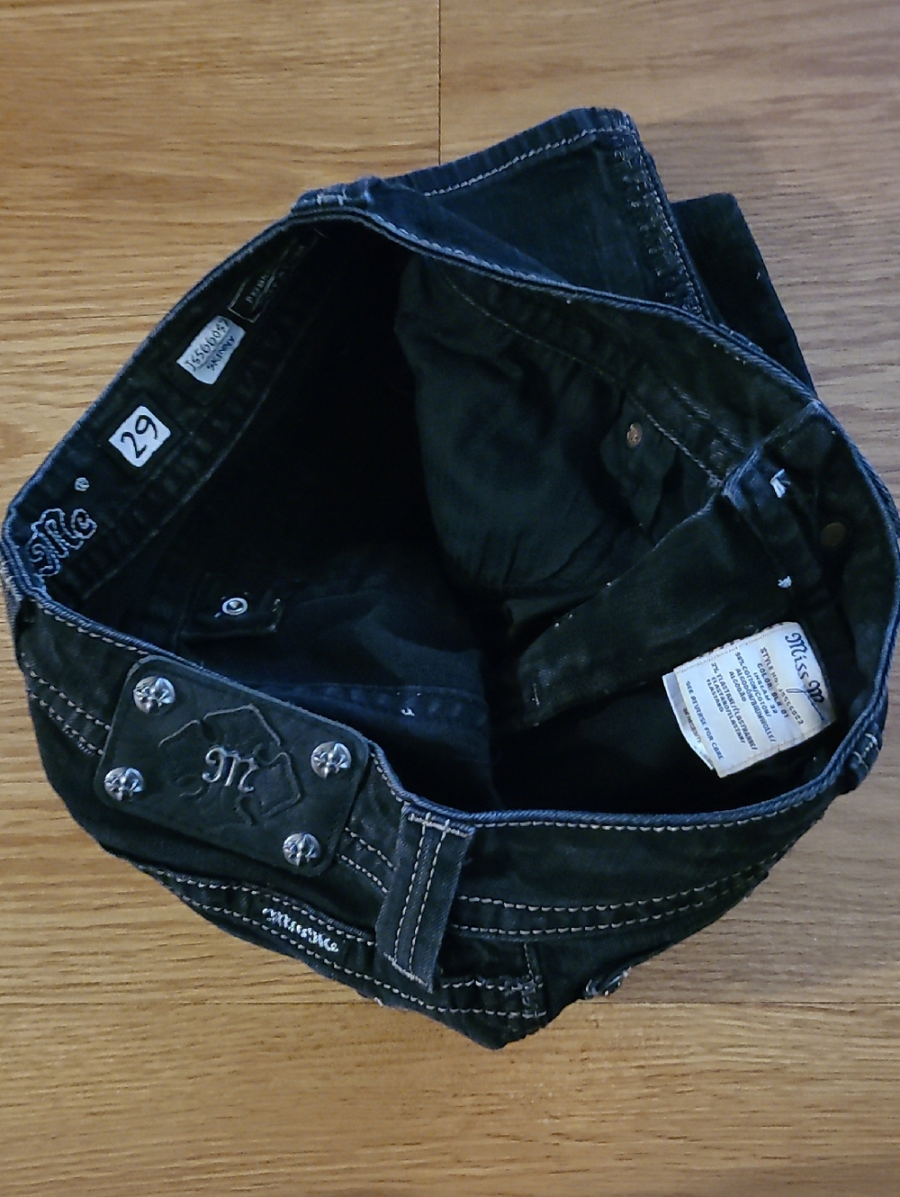 MISS ME VINTAGE WOMEN'S 29x30 SKINNY GIRLS ROCKER BLACK DENIM JEANS - Picture 6 of 8